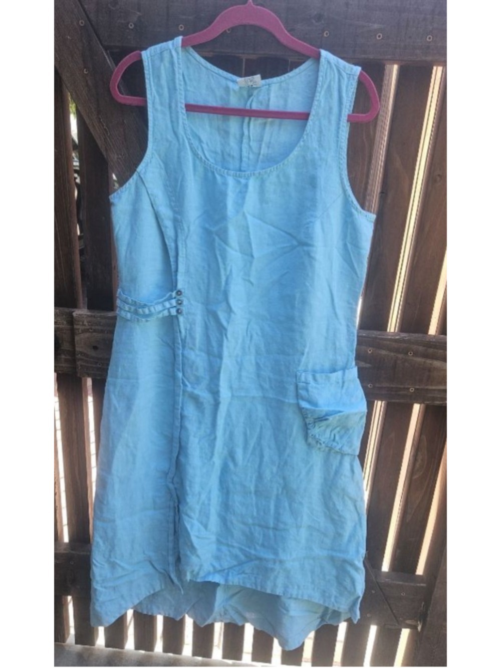 Vintage CLICK 100% Linen Dress Lagenlook Sleeveless Sundress Size XL